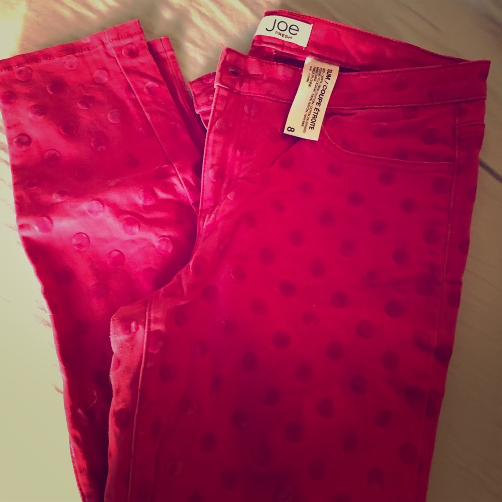 Polka Dot Hot Pink skinny jeans